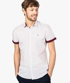 GEMO Chemise homme slim fit à manches courtes et motif pois Imprimé