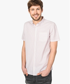 GEMO Chemise homme à manches courtes à rayures Rose