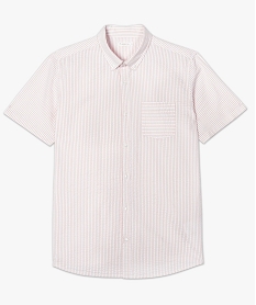 chemise homme a manches courtes a rayures rose8542701_4