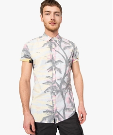 GEMO Chemise homme à manches courtes motif tropical effet délavé Imprimé