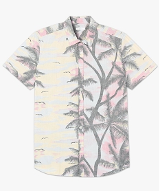 chemise homme a manches courtes motif tropical effet delave imprime8543101_4