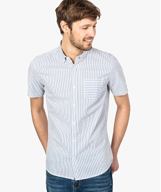 GEMO Chemise homme à manches courtes à rayures Bleu