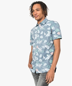 GEMO Chemise homme à manches courtes avec motifs feuillage Imprimé