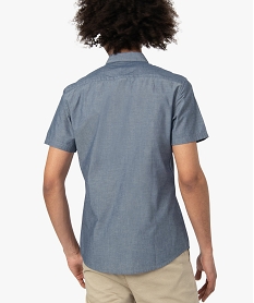 chemise homme a manches courtes en chambray avec broderie bleu chemise manches courtes8543601_3