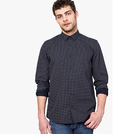 GEMO Chemise homme coupe regular à petit motifs all over Bleu