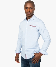 GEMO Chemise homme coupe slim en chambray et col boutonné Gris