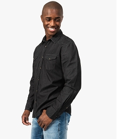 GEMO Chemise homme denim à boutons-pression et poches poitrine noir standard