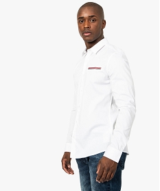 GEMO Chemise homme coupe slim avec détail rayé Blanc