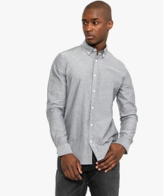 GEMO Chemise homme coupe slim avec détail rayé Bleu