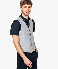 GEMO Gilet de costume homme sans manches en coton Gris