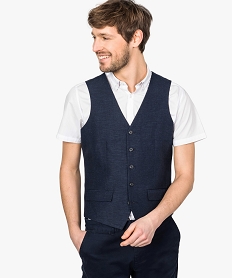 gilet de costume homme en lin avec doublure fantaisie bleu8545701_1