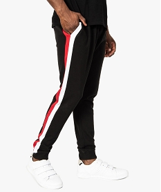 GEMO Pantalon de jogging homme avec bandes bicolores sur les côtés Noir