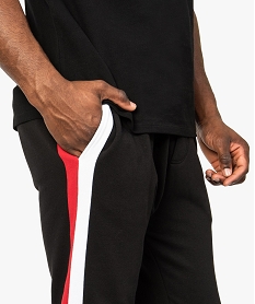 pantalon de jogging homme avec bandes bicolores sur les cotes noir pantalons8545801_2