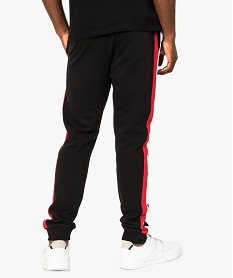 pantalon de jogging homme avec bandes bicolores sur les cotes noir pantalons8545801_3