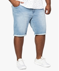 GEMO Bermuda homme en jean extensible Bleu