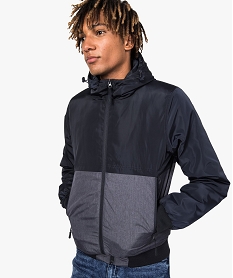 GEMO Blouson homme bicolore à capuche Bleu