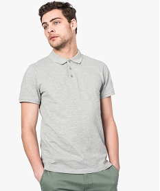 GEMO Polo homme à manches courtes en coton piqué Gris