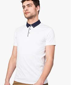 GEMO Polo homme en jersey de coton à col chemise Blanc