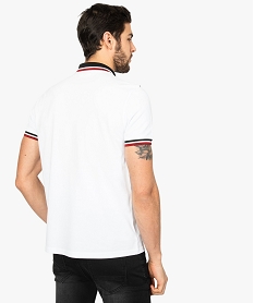 polo homme en maille piquee a rayures et fermeture zippee blanc8550101_3