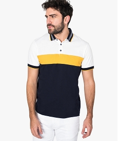 polo homme en jersey multicolore avec col fantaisie blanc8550301_1