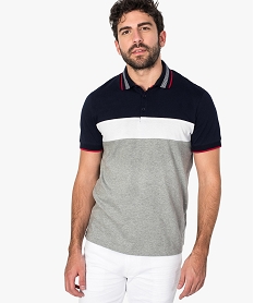 GEMO Polo homme en jersey multicolore avec col fantaisie Gris