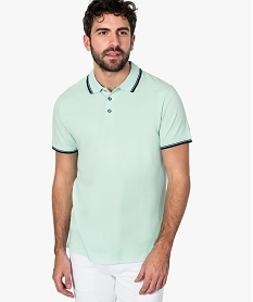 GEMO Polo homme à manches courtes avec rayures contrastantes Vert