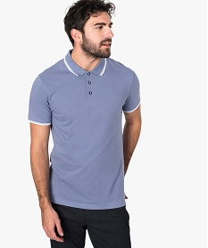 polo homme a manches courtes avec rayures contrastantes bleu polos8551001_1