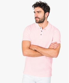 GEMO Polo homme à manches courtes avec rayures contrastantes Rose