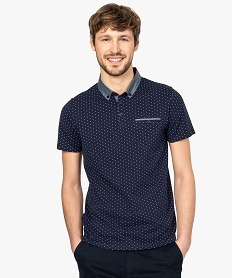 GEMO Polo homme à motifs pois et col chemise contrastant Imprimé