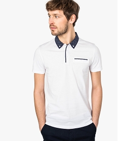 polo homme a manches courtes avec col chemise fantaisie blanc polos8551801_1