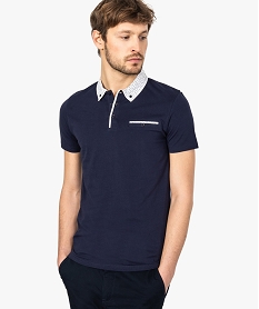 polo homme a manches courtes avec col chemise fantaisie bleu8551901_1