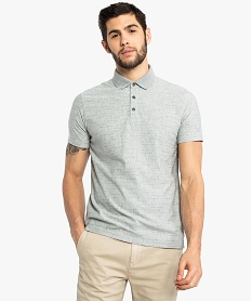 polo homme en maille texturee effet raye gris8552001_1