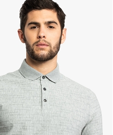 polo homme en maille texturee effet raye gris8552001_2