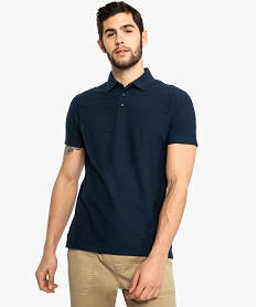 GEMO Polo homme en maille texturée effet rayé Bleu