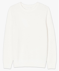 pull homme en maille fantaisie a col rond blanc8553201_4