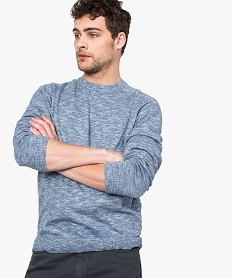 GEMO Pull homme en coton fin avec finitions bord-côte bleu vif