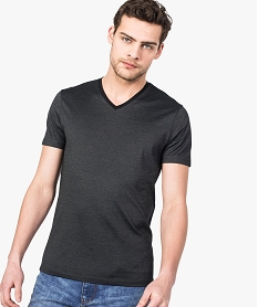 GEMO Tee-shirt homme slim à manches courtes et col V noir standard