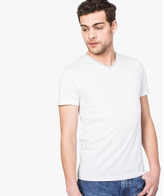 tee-shirt homme slim a manches courtes et col v blanc tee-shirts8554901_1