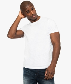 GEMO Tee-shirt homme slim fit uni en coton biologique Blanc