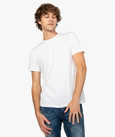 GEMO Tee-shirt homme regular à manches courtes en coton bio Blanc