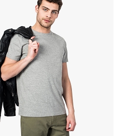 GEMO Tee-shirt homme regular à manches courtes en coton bio Gris