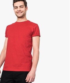 GEMO Tee-shirt homme regular à manches courtes en coton bio Rouge