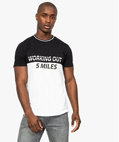 GEMO Tee-shirt homme bicolore dos long et arrondi noir standard