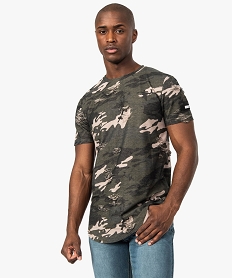 GEMO Tee-shirt homme imprimé camouflage à manches courtes kaki standard