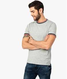 tee-shirt homme avec finitions en bord-cote bicolore gris tee-shirts8556601_1