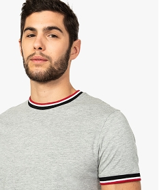 tee-shirt homme avec finitions en bord-cote bicolore gris tee-shirts8556601_2