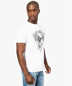 GEMO Tee-shirt homme avec motif tête de mort blanc standard
