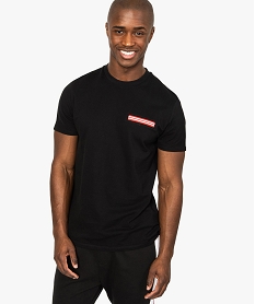 GEMO Tee-shirt homme en coton piqué avec fausse poche contrastante noir standard