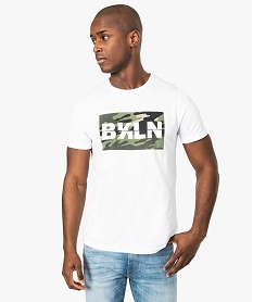 GEMO Tee-shirt homme avec motif camouflage sur lavant Blanc