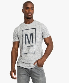 GEMO Tee-shirt homme en maille texturée chinée imprimé Bleu